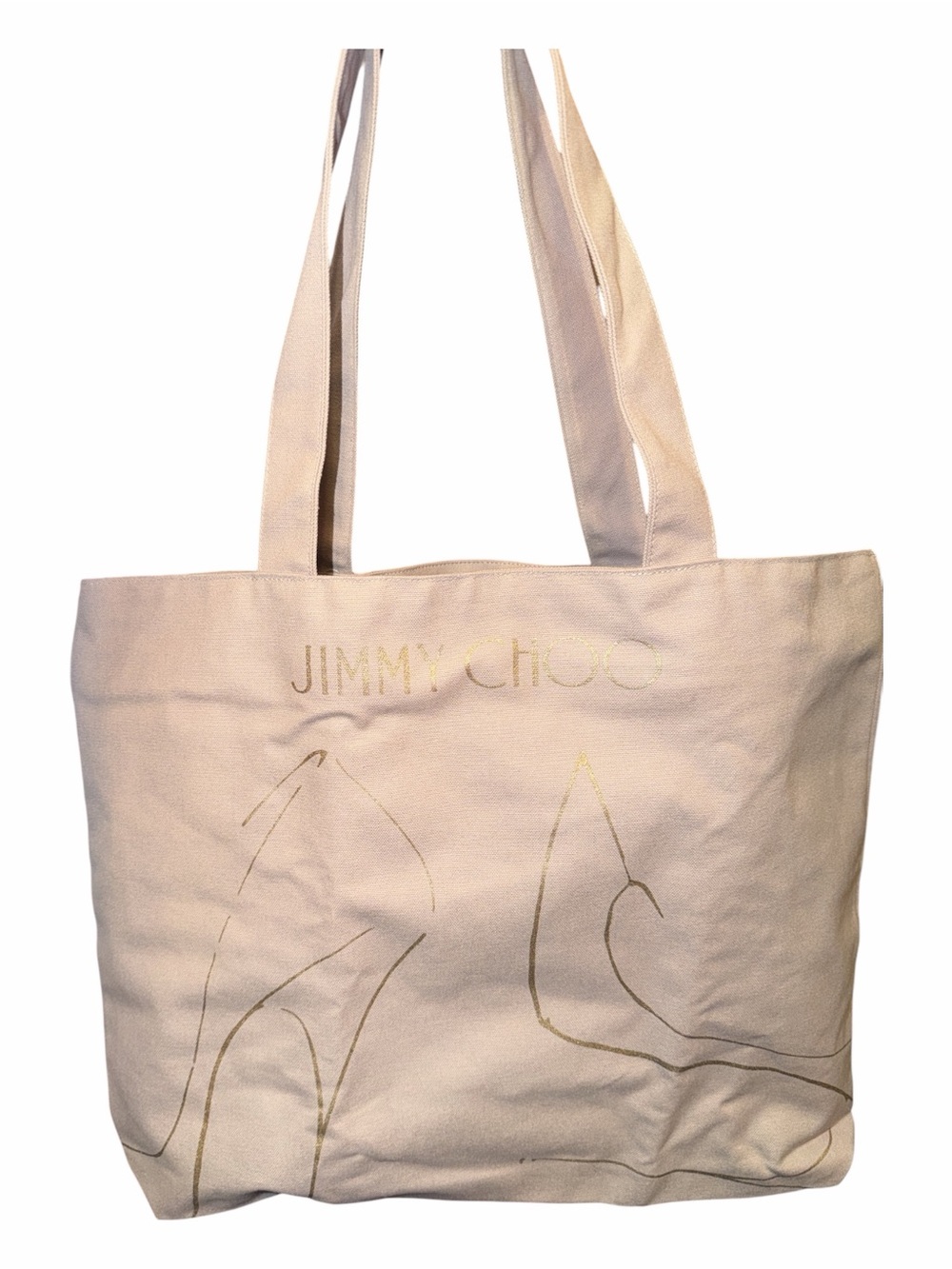 Jimmy Choo Canvas Tote Bag Gold High Heel Print